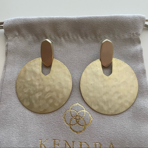 NWOT Kendra Scott Didi Gold Statement Earrings - Picture 5 of 8